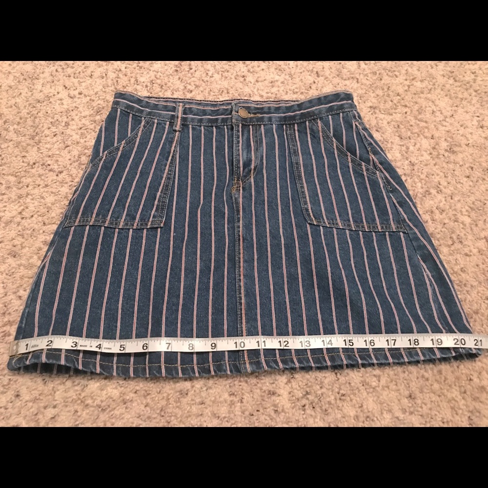 Jeans Denim Skirt White and Red Strip